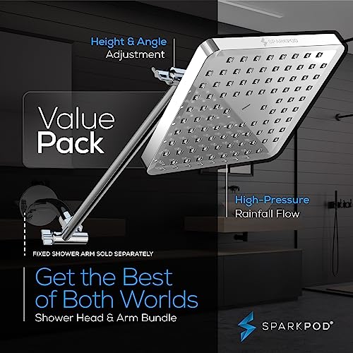 8" Square Rain Shower Head with 16" Shower Arm