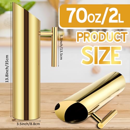 3 Pack 70oz 2l Stainless Steel Water Pitcher Modern Metal Pitcher with Ice Guard Silver Carafe Drink with Handle or Iced Hot Drink Tea Juice Coffee Beer (3 Count)