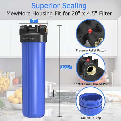WHB20 Whole House Water Filter Housing Fit 20"x4.5" Sediment etc Filters