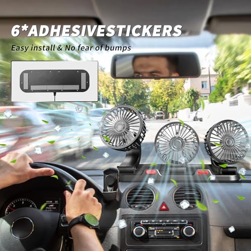 Portable 3 Head Car Cooling Fan with USB Plug