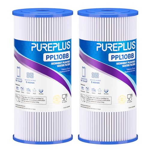 5 Micron 10" x 4.5" Whole House Pleated Sediment Filter for Well Water (2 Count)