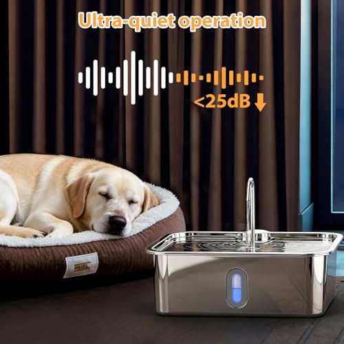 15L 4Gal Stainless Steel Dog Water Fountion Pet Fountain (50 Pound)