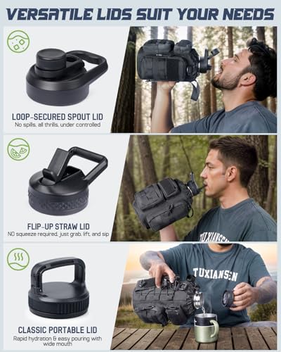 64oz Insulated Water Bottle Half Gallon Water Jug with Sleeve Tactical