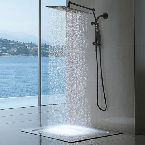 All Metal 10 Inch Rain Shower Head with Handheld Spray Combo