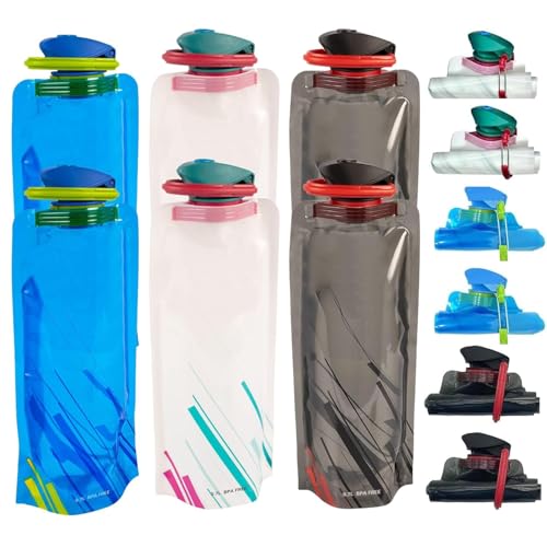 6 Pack Collapsible Water Bottles for Travel (24 Count)