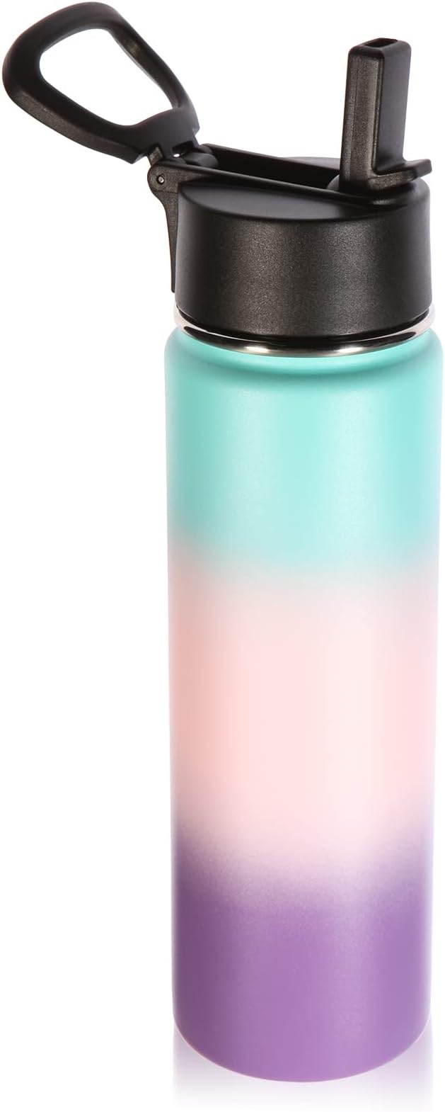 Volhoply 22 oz Insulated Water Bottles with Straw Lid, Stainless Steel Sports Bottle with Handle, Double Walled Vacuum Metal Travel Water Cups, Reusable Water Flask for School(Gradient Color,1 Set)