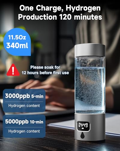 5000 PPB Hydrogen Water Bottle Generator Grey