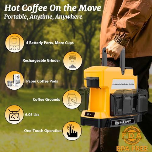 Cordless Coffee Maker for Dewalt 20V MAX Battery