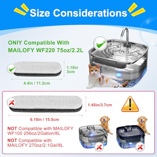 8pc Cat Water Fountain Filter Compatible with MAILOFY WF220 Model (8 Count)