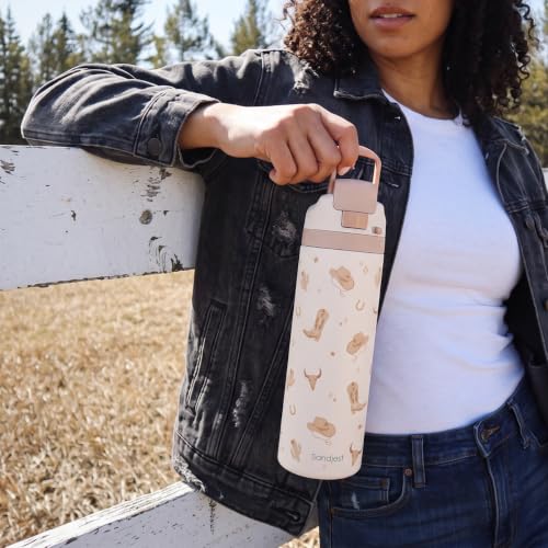 Cowgirl Insulated Stainless Steel Water Bottle with Straw for Sports and Travel 24 Ounces for Women Girls Friends Teens Birthday