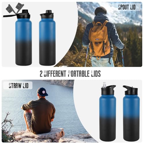 40 oz Insulated Water Bottle with Straw