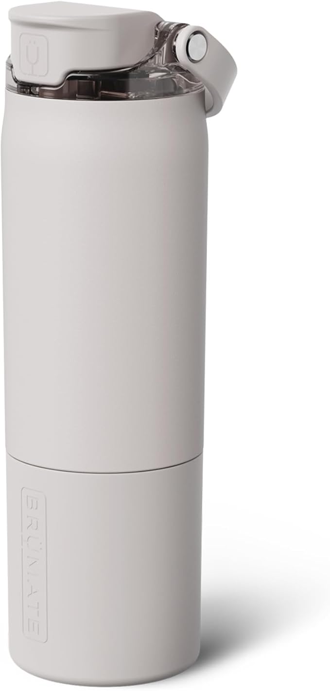BrüMate Rise 25oz Water Bottle With 100% Leakproof Covered Silicone Straw | Insulated Stainless Steel Water Bottle | Cup-Holder Friendly | Fast Flow | Soft Sip Silicone Spout | BPA-Free (Dune)