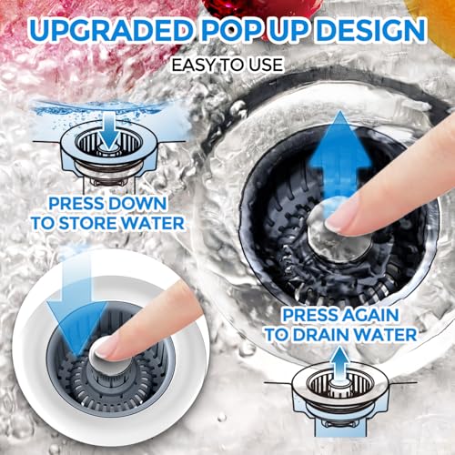 3 in 1 Kitchen Sink Stopper Strainer Basket Pop (2 Count)