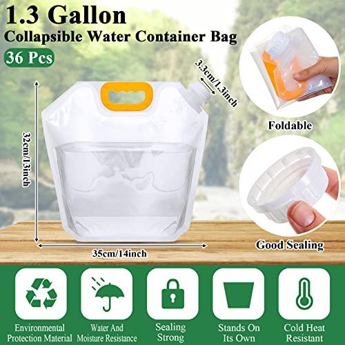 36 Pack 1.3 Gallon Collapsible Water Bags