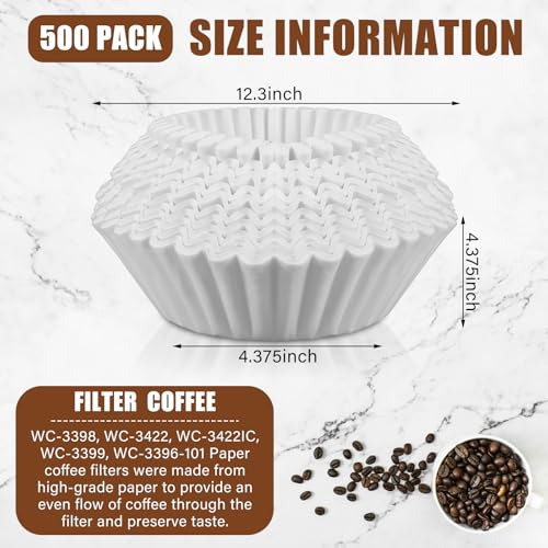 500 Pcs Extra Large Coffee Filters Disposable White Commercial Paper Filters for Coffee Brewing (500 Count)