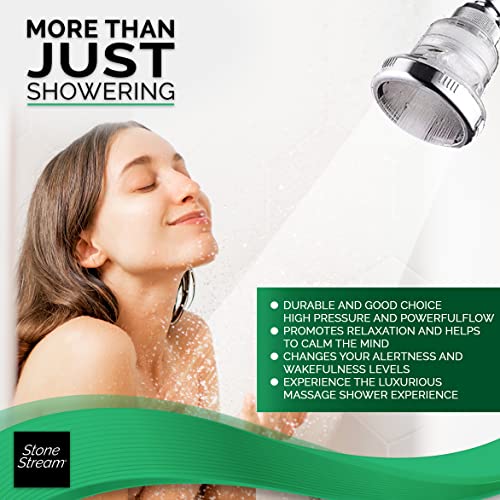 Original StoneStream Filtered Wall Showerhead for Hard Water with Soft Water Filter