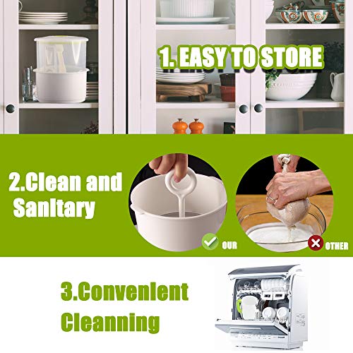 Multiple Usage Food Strainer Greek Yogurt Strainer Maker with 200 Micron Nylon Cheesecloth Bag Food Grade Polycarbonate and Stainless Steel Mesh BPA