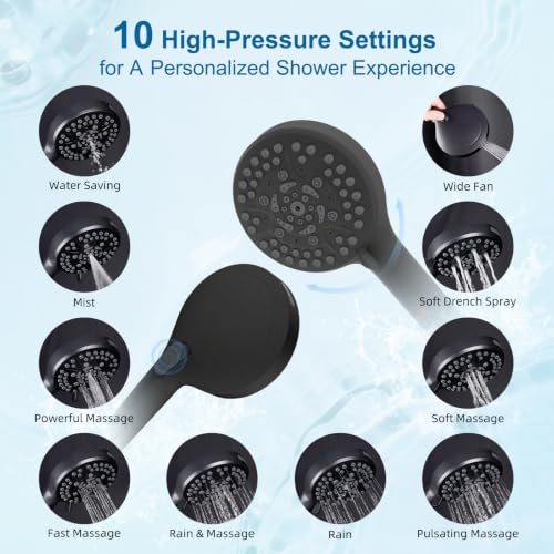 Metal 10" High Pressure Rain Shower Head Combo