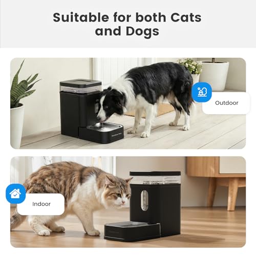 1.7 Gallon Automatic Dog Water Bowl Dispenser 6.5L Gravity Water Feeder with Stainless Steel Bowl & Maifan Stone Filter