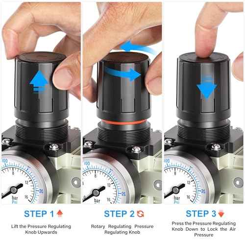 0-240PSI 3/4 Inch NPT Industrial Grade Three Stage Air Drying System, Particulate Filter,Desiccant Dryer and Air Regulator,Coalescing Filter (Manual Drainage)