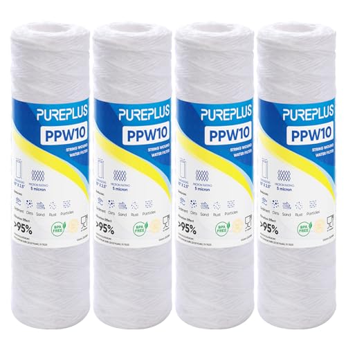 5 Micron 10"x2.5" Whole House String Wound Sediment Filter for Well Water (4 Count)