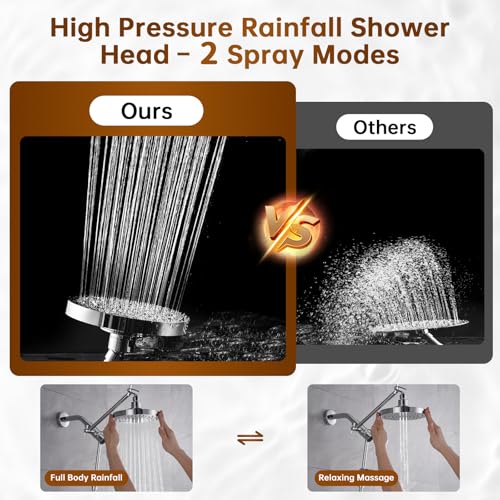 Rain Shower Head with Handheld Spray Built