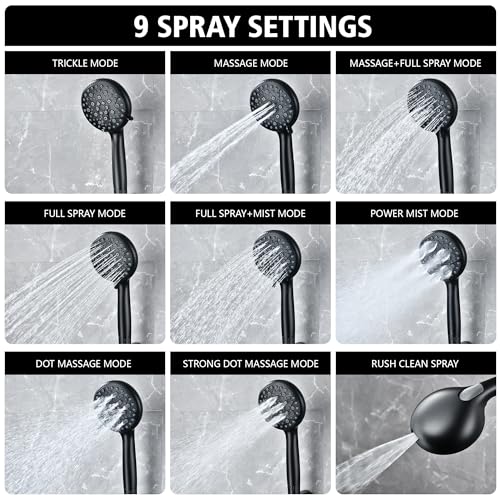 Matte Black Shower System with 9" High Pressure Rain Shower Head