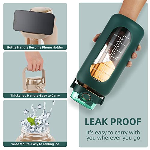 64 oz Glass Water Bottle with 2