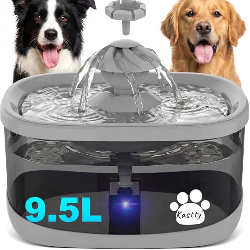 9.5L 2.5Gal Dog Water Fountain for Large Dogs with 3 Flow Modes
