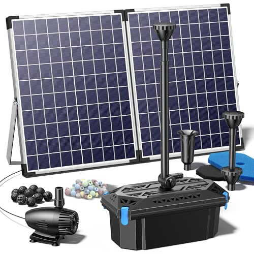 50W Solar Pond Filter Pump 580 GPH for Pond up to 2000 Gallons