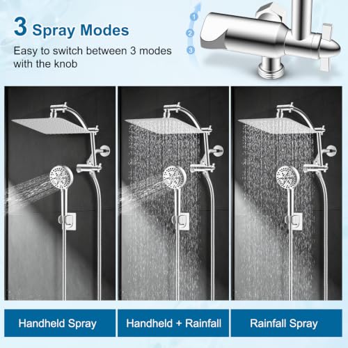 All Metal 10" High Pressure Rain Shower Head Combo