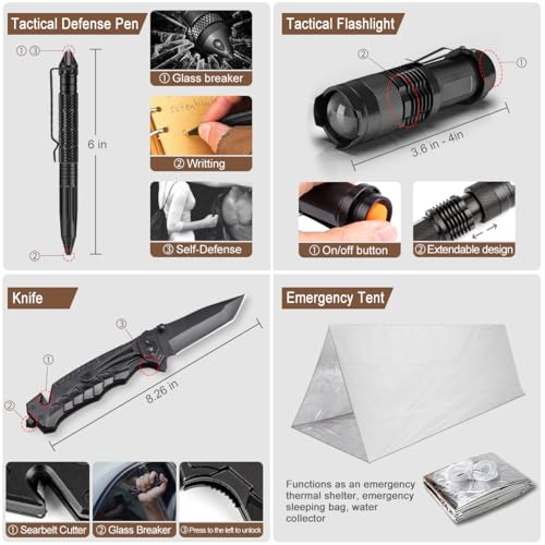 238 Pcs Emergency Survival Kit with First Aid Kit and Molle Pouch