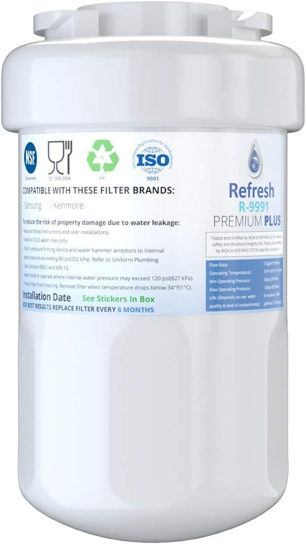 Refresh Premium Replacement Refrigerator Water Filter Compatible with GE Smartwater MWF GWF, MWFP, MWFA and Kenmore 46-9991, 469991, 9991 Refrigerator Water Filter (1 Pack)