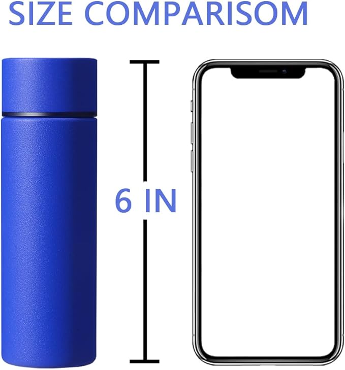 5 oz Mini Thermos Cute Water Bottle - Insulated Stainless Steel Bottle - Keeps Cold for 12 hours, Hot for 6 hours - Blue