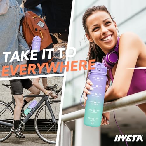 Plastic Water Bottle With Straw & Time Marker