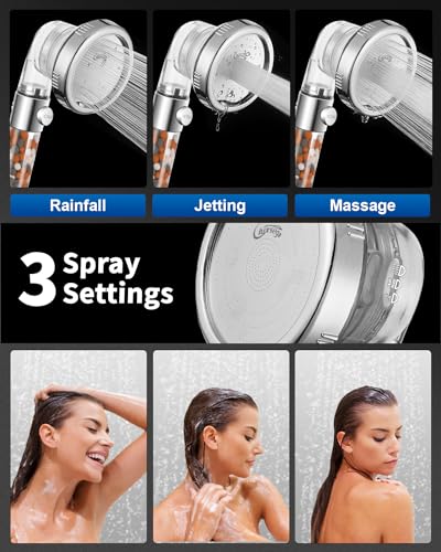 Filtered Shower Head for Hard Water with Stop
