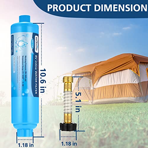 2 Pack Advanced RV Inline Water Filter with Flexible Hose Protector (2 Count)