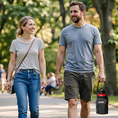 32 oz Insulated Water Bottle with Carrier Bag & 3 Lids