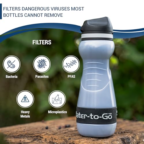 Water-to-Go Water Filter Bottle for Hiking, 18.5oz/55cl, Value Bundle