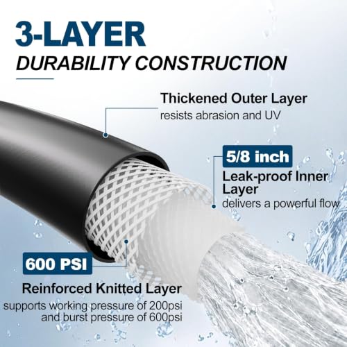 Garden Water Hose 200ft x 5 (200 Foot)