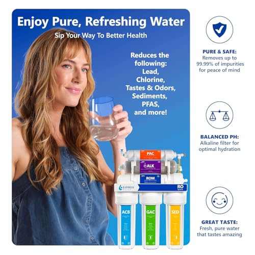 10 Stage Reverse Osmosis Alkaline Water Filtration System with Alkaline Filter for Added Essential Minerals