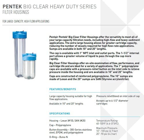 Pentair Pentek 166219 Big Clear 10" x 4.5" Filter Housing