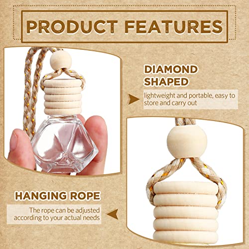 50 Pcs Hanging Car Air Freshener Car Diffuser Bottles Empty Glass Perfume Bottle Freshener Diffuser Bottle Pendant for Essential Oil Fragrance Aromatherapy Ornament (50 Count)