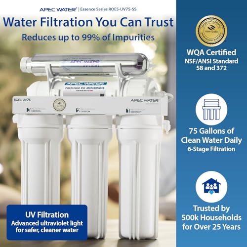 ROES-UV75, 6-Stage Under Sink RO Water Filter System, UV, 75 GPD