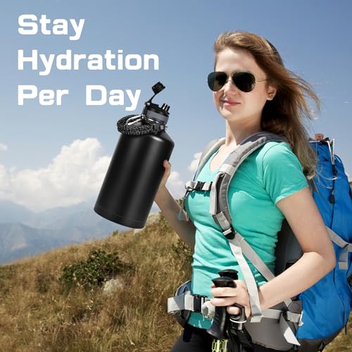 1 Gallon Water Bottle Insulated 128oz Stainless Steel Jug