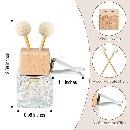 30 Pack Car Diffuser Bottles Glass Wood Cap with Vent Clip (30 Count)