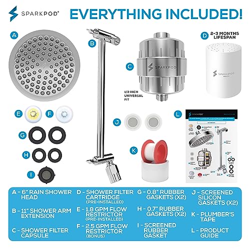 Filtered Shower Head & 11" Shower Arm