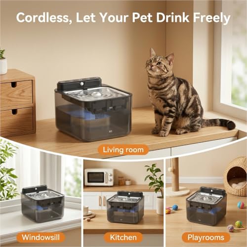 Wireless Cat Water Fountain Battery Operated