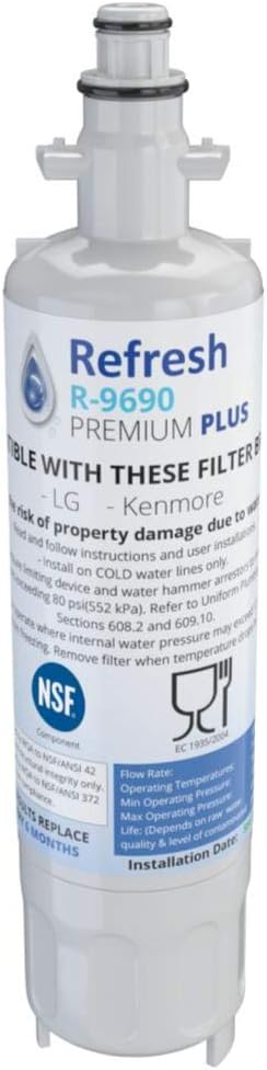 Refresh NSF-53 Refrigerator Water Filter, Compatible with Kenmore 46-9690 (1, Premium)