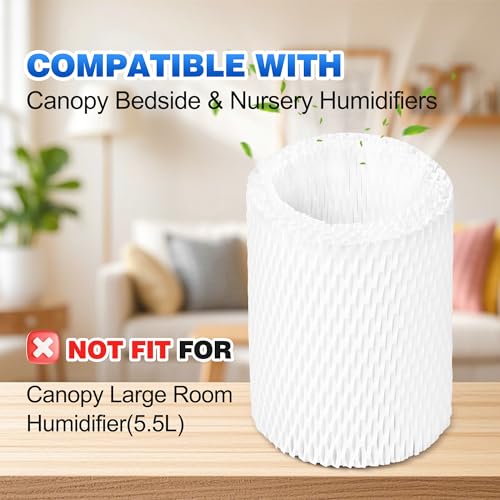 4 Pack Upgraded Replacement Wick Filters Compatible with Canopy Bedside & Nursery Humidifiers